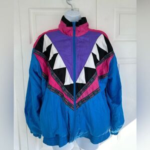 LAVON Track Jacket Windbreaker Vintage Colorful Size Medium 90’s 80’s